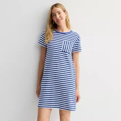 Women's Sonoma Goods For Life® Towel Terry T-Shirt Dress 15 Women's Sonoma Goods For Life® Towel Terry T-Shirt Dress -Sonoma Goods For Life Shop 7501554 Indigo Blue Stripe 1