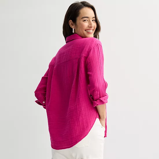 Women's Sonoma Goods For Life® Boyfriend Button-Down Shirt 4 Women's Sonoma Goods For Life® Boyfriend Button-Down Shirt - Image 2