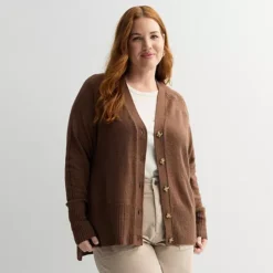 Plus Size Sonoma Goods For Life® Lightweight Longline Cardigan -Sonoma Goods For Life Shop 7507180 Chocolatier