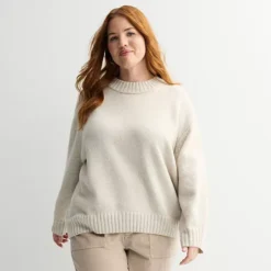 Plus Size Sonoma Goods For Life® Cozy Crew Neck Pullover Sweater -Sonoma Goods For Life Shop 7507448 Sand Heather