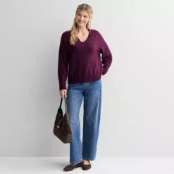 Women's Sonoma Goods For Life® V-Neck Pullover Sweater -Sonoma Goods For Life Shop 7507472 ALT3
