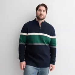 Big & Tall Sonoma Goods For Life® Chest Stripe Quarter-Zip Sweater 13 Big & Tall Sonoma Goods For Life® Chest Stripe Quarter-Zip Sweater -Sonoma Goods For Life Shop 7514777 Navy Stripe