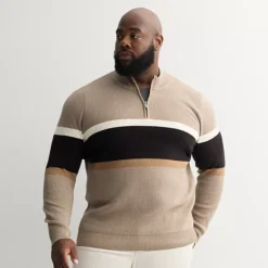 Big & Tall Sonoma Goods For Life® Chest Stripe Quarter-Zip Sweater 15 Big & Tall Sonoma Goods For Life® Chest Stripe Quarter-Zip Sweater -Sonoma Goods For Life Shop 7514777 Tan Stripe