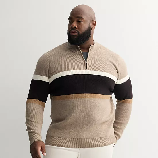 Big & Tall Sonoma Goods For Life® Chest Stripe Quarter-Zip Sweater 9 Big & Tall Sonoma Goods For Life® Chest Stripe Quarter-Zip Sweater - Image 7