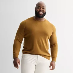 Big & Tall Sonoma Goods For Life® Lightweight Crewneck Sweater -Sonoma Goods For Life Shop 7516052 Brown