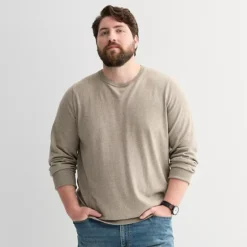 Big & Tall Sonoma Goods For Life® Lightweight Crewneck Sweater -Sonoma Goods For Life Shop 7516052 Light Brown 1