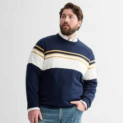 Big & Tall Sonoma Goods For Life® Lightweight Crewneck Sweater -Sonoma Goods For Life Shop 7516052 Navy Stripe