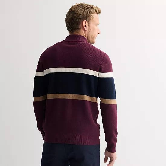 Men's Sonoma Goods For Life® Chest Stripe Quarter-Zip Sweater 4 Men's Sonoma Goods For Life® Chest Stripe Quarter-Zip Sweater - Image 2