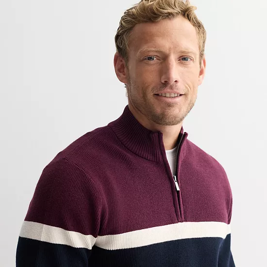 Men's Sonoma Goods For Life® Chest Stripe Quarter-Zip Sweater 5 Men's Sonoma Goods For Life® Chest Stripe Quarter-Zip Sweater - Image 3