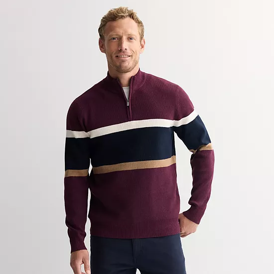 Men's Sonoma Goods For Life® Chest Stripe Quarter-Zip Sweater 3 Men's Sonoma Goods For Life® Chest Stripe Quarter-Zip Sweater