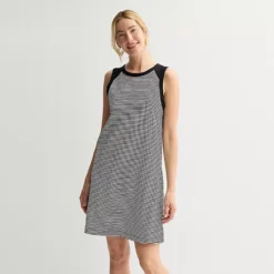 Petite Sonoma Goods For Life® Essential Summer Tank Dress -Sonoma Goods For Life Shop 7526074 Mini Black Stripe