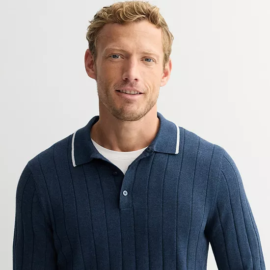 Men's Sonoma Goods For Life® Long Sleeve Sweater Polo 5 Men's Sonoma Goods For Life® Long Sleeve Sweater Polo - Image 3