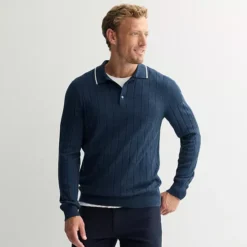 Men's Sonoma Goods For Life® Long Sleeve Sweater Polo 18 Men's Sonoma Goods For Life® Long Sleeve Sweater Polo -Sonoma Goods For Life Shop 7526124 Blue Heather