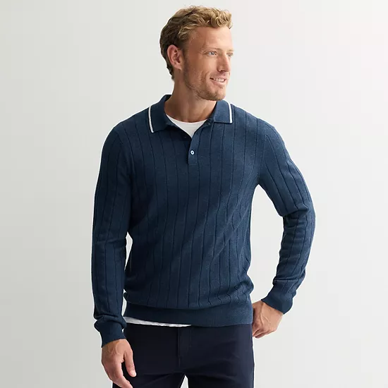Men's Sonoma Goods For Life® Long Sleeve Sweater Polo 9 Men's Sonoma Goods For Life® Long Sleeve Sweater Polo - Image 7