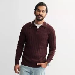 Men's Sonoma Goods For Life® Long Sleeve Sweater Polo 19 Men's Sonoma Goods For Life® Long Sleeve Sweater Polo -Sonoma Goods For Life Shop 7526124 Burgundy Heather