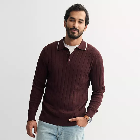 Men's Sonoma Goods For Life® Long Sleeve Sweater Polo 10 Men's Sonoma Goods For Life® Long Sleeve Sweater Polo - Image 8