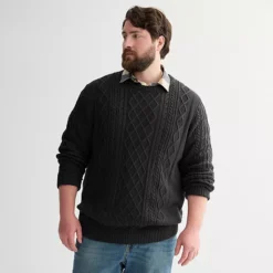 Big & Tall Sonoma Goods For Life® Cable Knit Crewneck Sweater