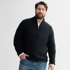 Big & Tall Sonoma Goods For Life® Quarter-Zip Sweater -Sonoma Goods For Life Shop 7526974 Black