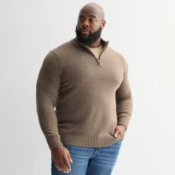 Big & Tall Sonoma Goods For Life® Quarter-Zip Sweater -Sonoma Goods For Life Shop 7526974 Brown Nep