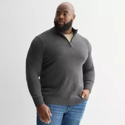 Big & Tall Sonoma Goods For Life® Quarter-Zip Sweater -Sonoma Goods For Life Shop 7526974 Grey Nep