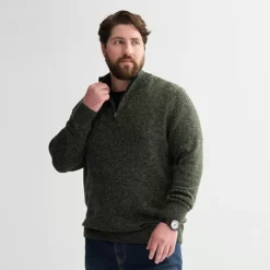 Big & Tall Sonoma Goods For Life® Quarter-Zip Sweater -Sonoma Goods For Life Shop 7526974 Olive Marl 1
