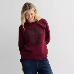 Women's Sonoma Goods For Life® Fleece Crewneck Sweatshirt -Sonoma Goods For Life Shop 7549377 Maroon Game Graphic