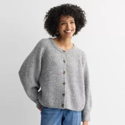 Women's Sonoma Goods For Life® Cozy Heritage Cardigan -Sonoma Goods For Life Shop 7572940 Dark Grey Heather