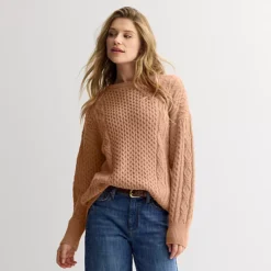 Women's Sonoma Goods For Life® Oversized Cable-Knit Sweater -Sonoma Goods For Life Shop 7572956 Beda Tan