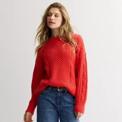 Women's Sonoma Goods For Life® Oversized Cable-Knit Sweater -Sonoma Goods For Life Shop 7572956 Gushing Lava 1