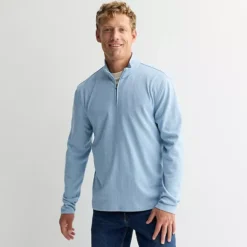 Men's Sonoma Goods For Life® The Essential Pique Quarter Zip Pullover -Sonoma Goods For Life Shop 7573507 Light Blue