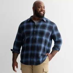 Big & Tall Sonoma Goods For Life® Long Sleeve Brushed Flannel Shirt 35 Big & Tall Sonoma Goods For Life® Long Sleeve Brushed Flannel Shirt -Sonoma Goods For Life Shop 7578290 Blue Shadow Plaid