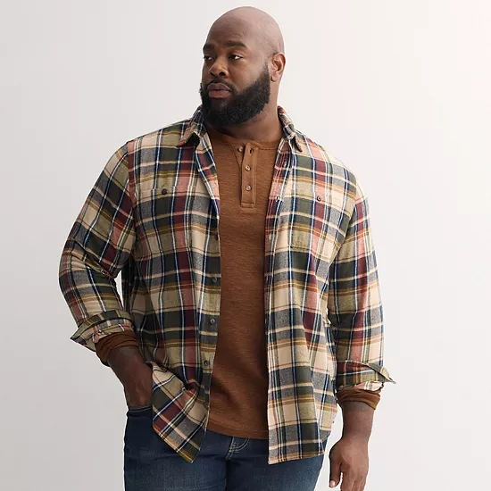 Big & Tall Sonoma Goods For Life® Long Sleeve Brushed Flannel Shirt 14 Big & Tall Sonoma Goods For Life® Long Sleeve Brushed Flannel Shirt - Image 12