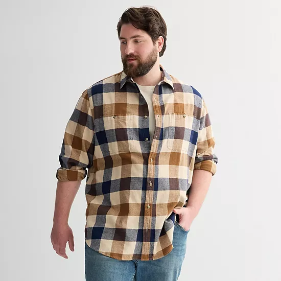 Big & Tall Sonoma Goods For Life® Long Sleeve Brushed Flannel Shirt 3 Big & Tall Sonoma Goods For Life® Long Sleeve Brushed Flannel Shirt