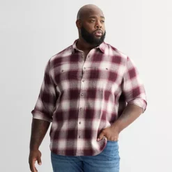 Big & Tall Sonoma Goods For Life® Long Sleeve Brushed Flannel Shirt 28 Big & Tall Sonoma Goods For Life® Long Sleeve Brushed Flannel Shirt -Sonoma Goods For Life Shop 7578290 Burgundy Plaid