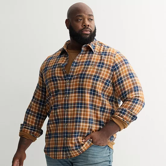 Big & Tall Sonoma Goods For Life® Long Sleeve Brushed Flannel Shirt 10 Big & Tall Sonoma Goods For Life® Long Sleeve Brushed Flannel Shirt - Image 8