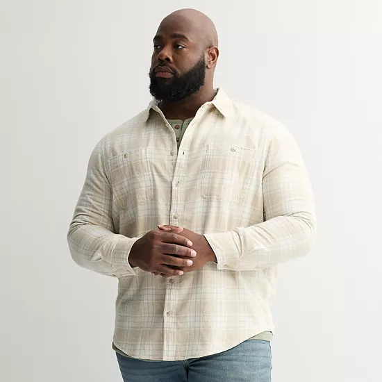 Big & Tall Sonoma Goods For Life® Long Sleeve Brushed Flannel Shirt 22 Big & Tall Sonoma Goods For Life® Long Sleeve Brushed Flannel Shirt - Image 20