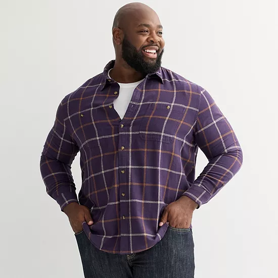 Big & Tall Sonoma Goods For Life® Long Sleeve Brushed Flannel Shirt 17 Big & Tall Sonoma Goods For Life® Long Sleeve Brushed Flannel Shirt - Image 15