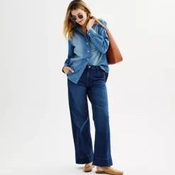 Petite Sonoma Goods For Life® Button-Down Denim Shirt -Sonoma Goods For Life Shop 7584488 ALT3