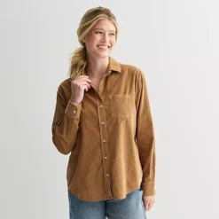 Women's Sonoma Goods For Life® Everyday Button-Up Shirt 19 Women's Sonoma Goods For Life® Everyday Button-Up Shirt -Sonoma Goods For Life Shop 7589421 Khaki Corduroy