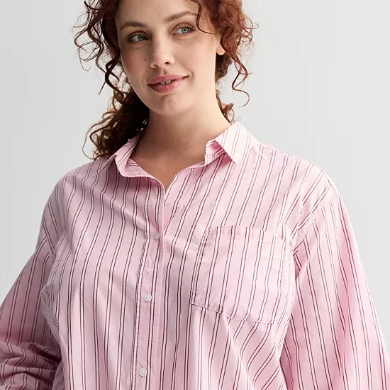 Plus Size Sonoma Goods For Life® Everyday Button Up Long Sleeve Shirt 5 Plus Size Sonoma Goods For Life® Everyday Button Up Long Sleeve Shirt - Image 3