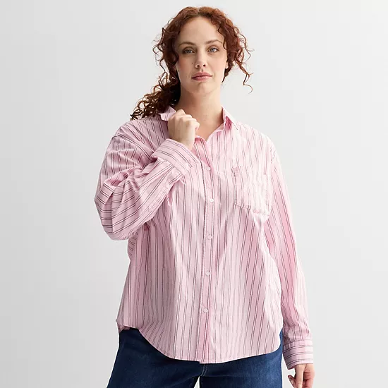 Plus Size Sonoma Goods For Life® Everyday Button Up Long Sleeve Shirt 7 Plus Size Sonoma Goods For Life® Everyday Button Up Long Sleeve Shirt - Image 5