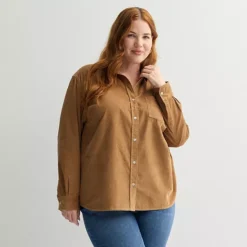 Plus Size Sonoma Goods For Life® Everyday Button Up Long Sleeve Shirt 15 Plus Size Sonoma Goods For Life® Everyday Button Up Long Sleeve Shirt -Sonoma Goods For Life Shop 7589442 Khaki Corduroy