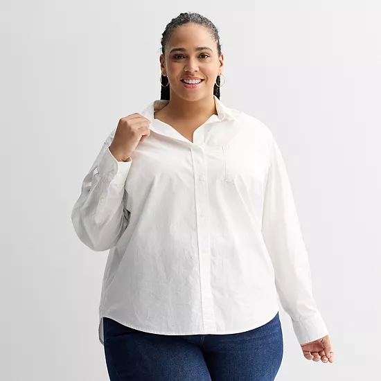 Plus Size Sonoma Goods For Life® Everyday Button Up Long Sleeve Shirt 3 Plus Size Sonoma Goods For Life® Everyday Button Up Long Sleeve Shirt