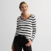 Women's Sonoma Goods For Life® Everyday Long Sleeve V-Neck Striped T-Shirt