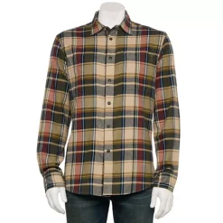 Sonoma Goods For Life® Adaptive Long Sleeve Flannel Shirt -Sonoma Goods For Life Shop 7592387 Brown Red Plaid