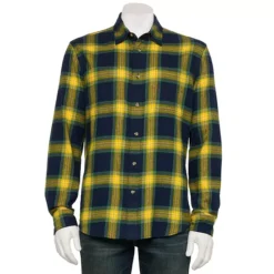 Sonoma Goods For Life® Adaptive Long Sleeve Flannel Shirt -Sonoma Goods For Life Shop 7592387 Navy Golden Plaid