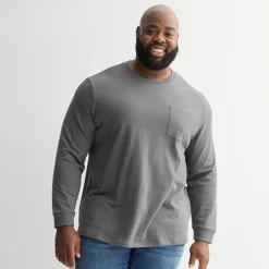 Big & Tall Sonoma Goods For Life® Long Sleeve Heavyweight Tee -Sonoma Goods For Life Shop 7593383 Dark Grey