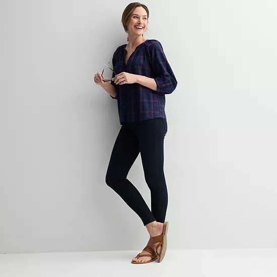 Women's Sonoma Goods For Life® Plaid Button-Through Peasant Top 6 Women's Sonoma Goods For Life® Plaid Button-Through Peasant Top - Image 4