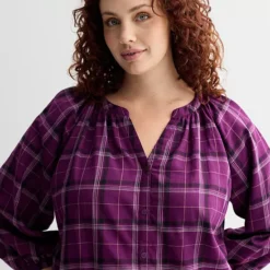 Plus Size Sonoma Goods For Life® Plaid Button-Up Peasant Blouse 9 Plus Size Sonoma Goods For Life® Plaid Button-Up Peasant Blouse -Sonoma Goods For Life Shop 7593898 ALT2