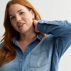 Plus Size Sonoma Goods For Life® Denim Button-Down Shirt -Sonoma Goods For Life Shop 7597266 ALT2